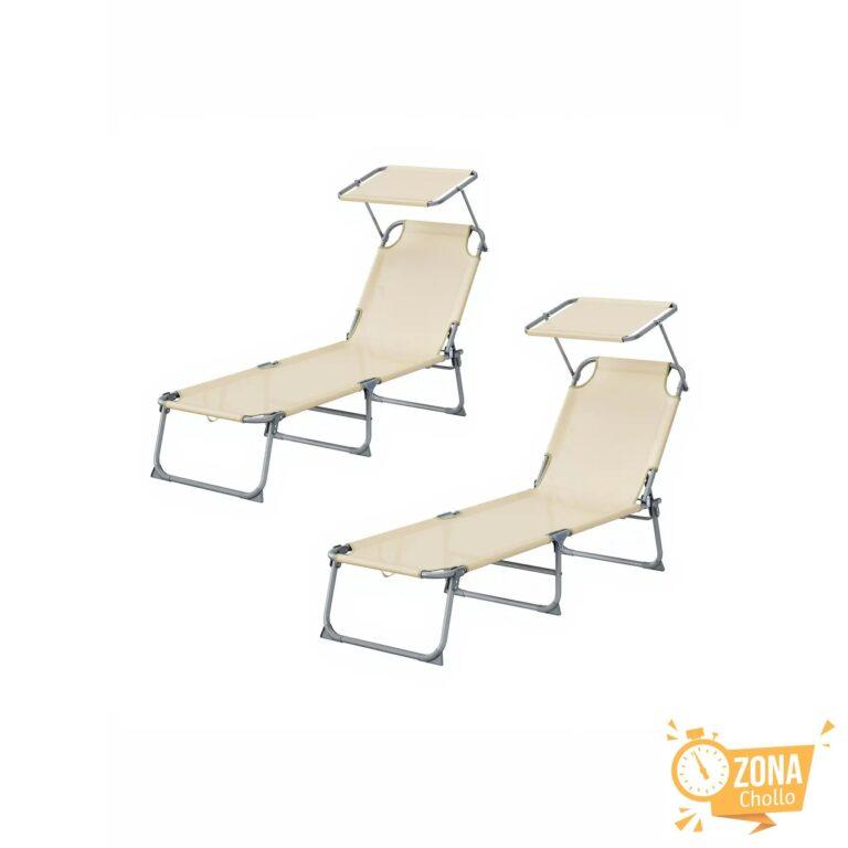 SONGMICS Tumbonas Plegables, 189 x 53 x 28,5 cm, Juego de 2 Tumbonas… — 73,09 €