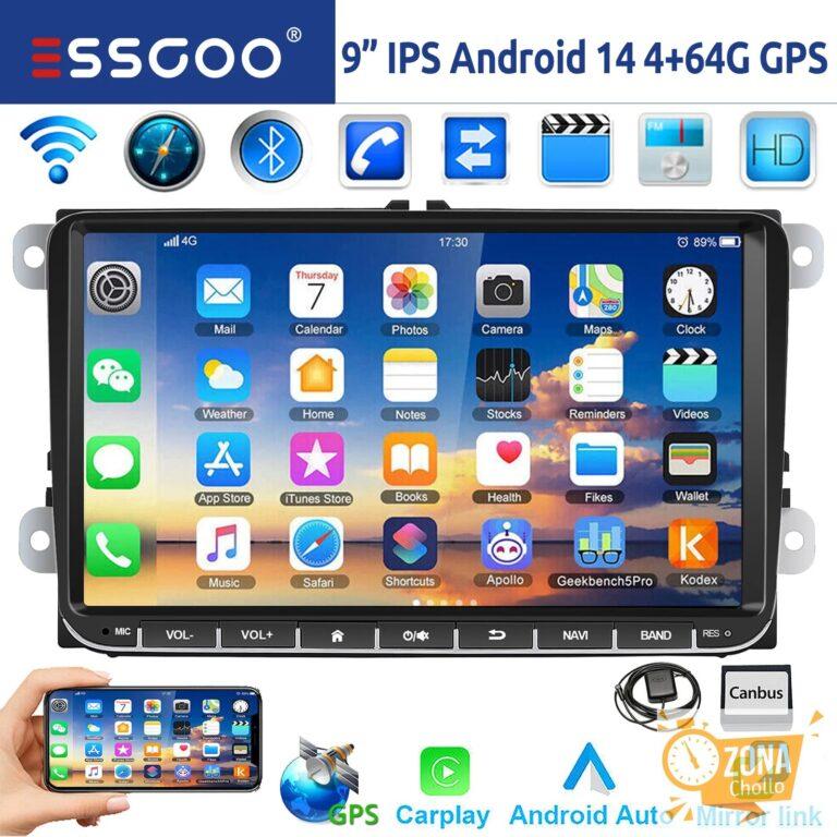 ESSGOO 9″ Android 14 4G+64G Wireless Carplay Estéreo para Coche GPS… — 87,40 €