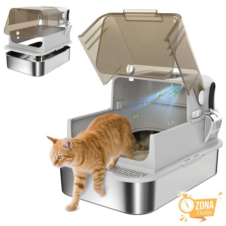 Arenero para Gatos de Acero Inoxidable XXL con Tapa Abatible… — 76.11 EUR €