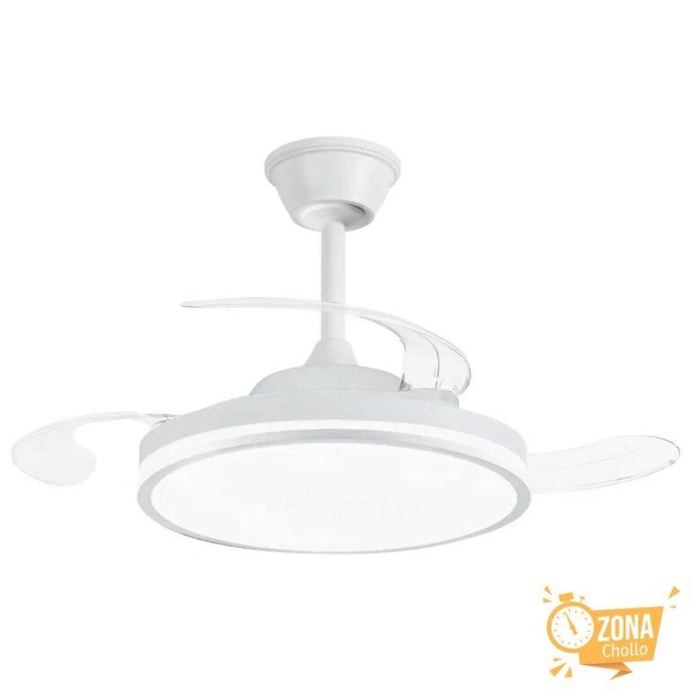 NARVI Ventilador de techo color blanco, 3 Palas retráctiles, Motor… — 37,83 €