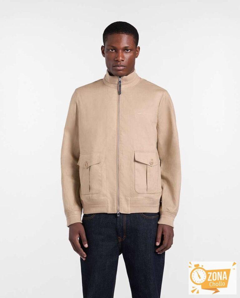 Bomber de hombre de lino impermeable Azul marino Harmont&Blaine · El… — 51,5 € -86%