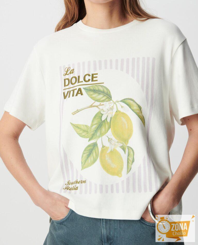 Camiseta de mujer de algodón orgánico con estampado de limones… — 16,5 € -70%