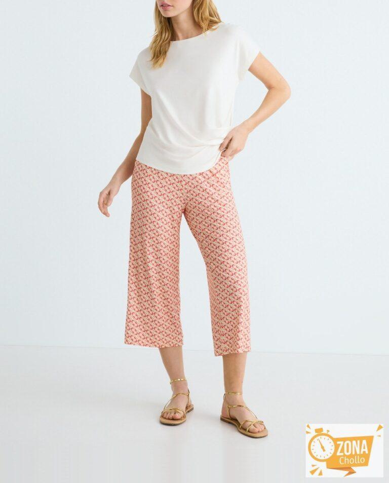 Pantalón tobillero ancho con bolsillos mujer — 23,00€ € -80%