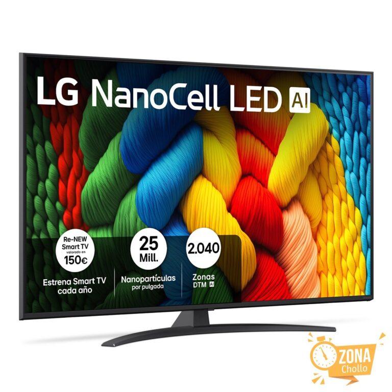 TV LED NanoCell AI 139cm (55″) LG 55NANO81A6A, 4K Smart TV… — 186,15 € -58%