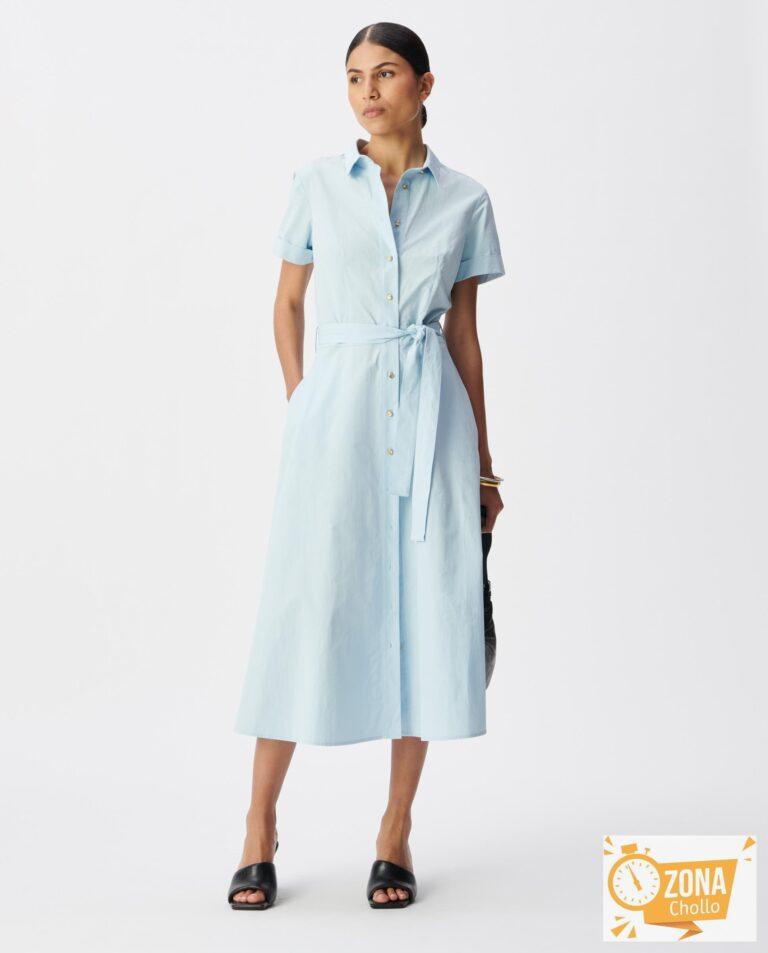 Vestido camisero abotonado con cinturón Azul celeste IKKS · El Corte… — 58,5 € -70%