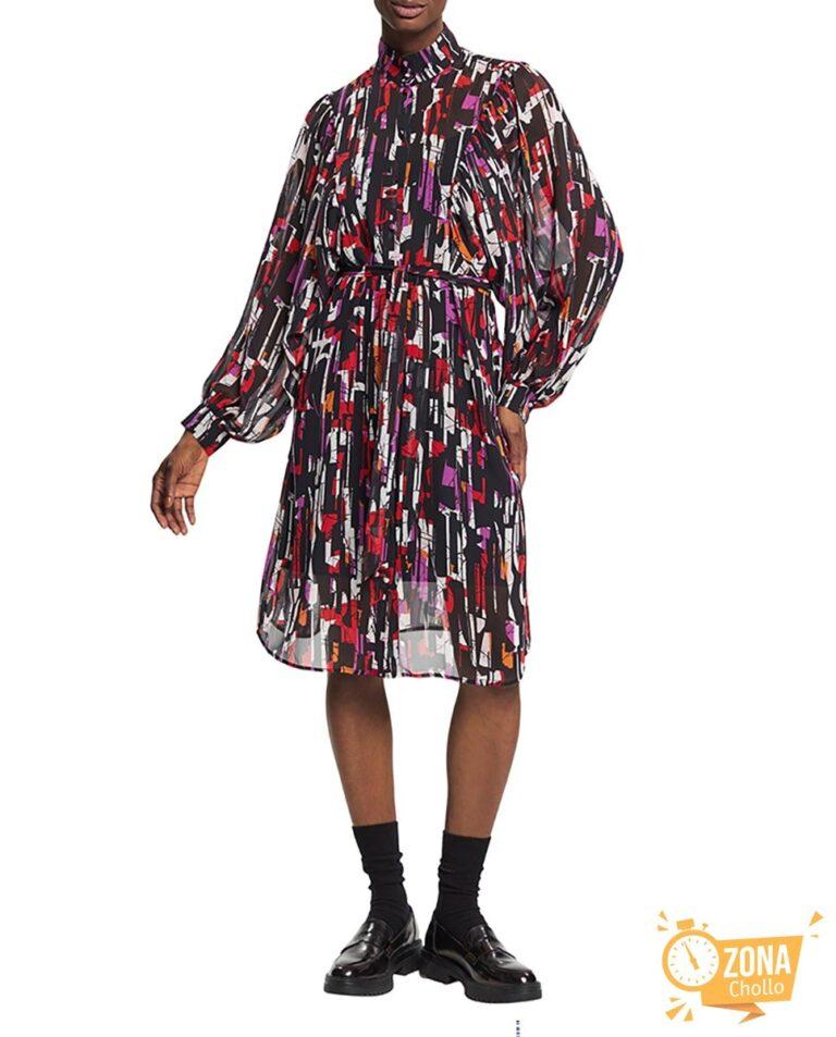 Vestido chiffon estampado manga larga — 23,00€ € -81%