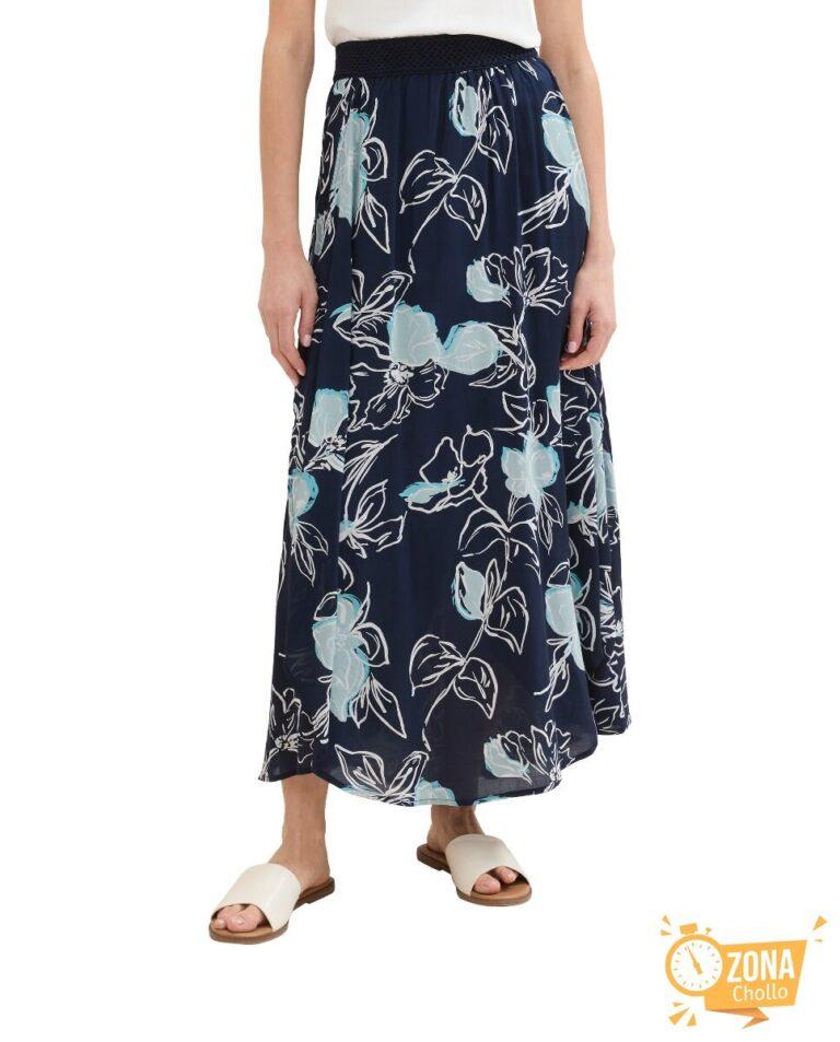Vestido largo con cintura elástica y estampado abstracto — 11,00€ € -82%