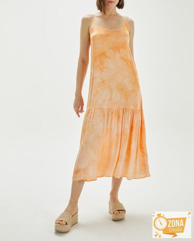 Vestido midi tie dye tejido fluido satinado de mujer — 17,00€ € -81%