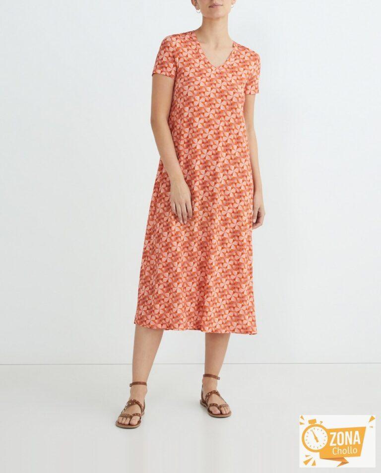 Vestido de manga corta con escote pico — 31,00€ € -80%