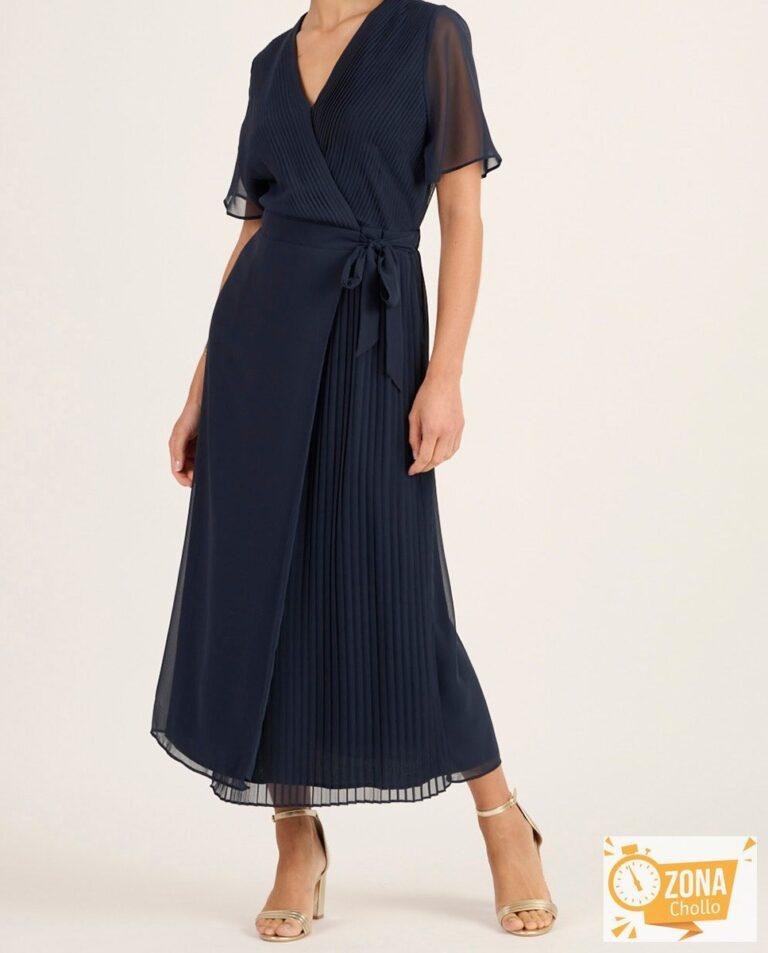 Vestido de mujer plisado con escote cruzado y nudo ajustable en la… — 19,00€ € -81%