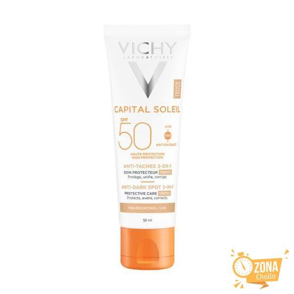 Vichy Capital Soleil Anti-Dark Spot 3 en 1 SPF 50+ con Color – 50 ml — 12.8 €