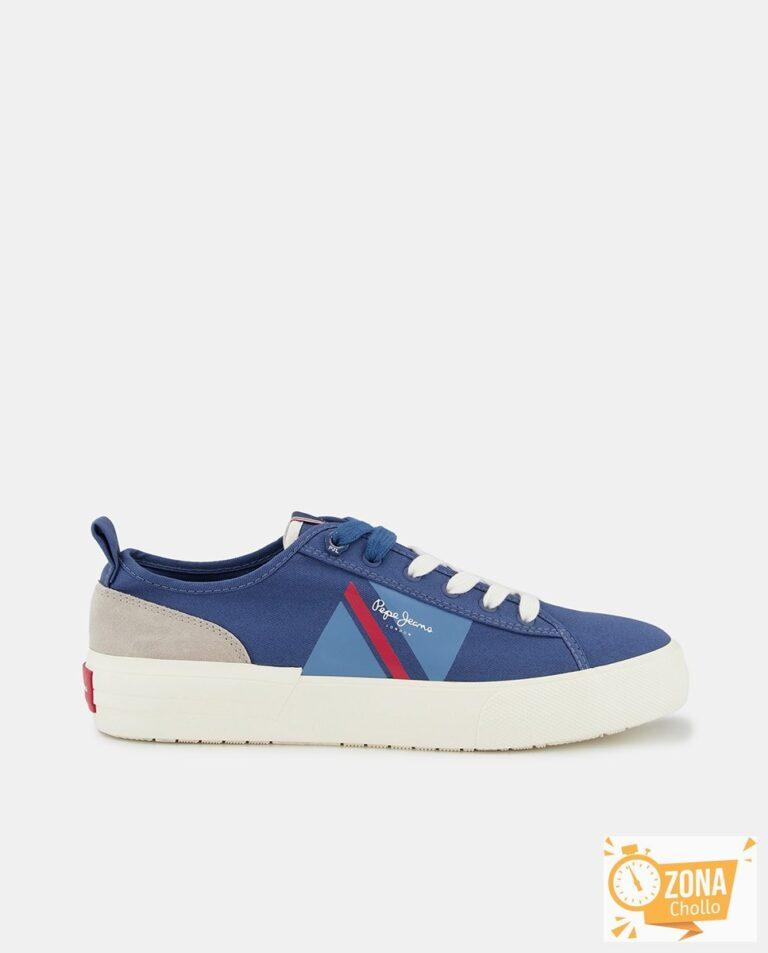 Zapatillas de hombre en azul bajas tipo casco de lona con logotipo… — 15,00€ € -80%