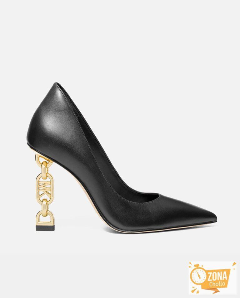 Zapatos de salón Tenley Pump de mujer en piel con tacón dorado — 50,00€ € -80%