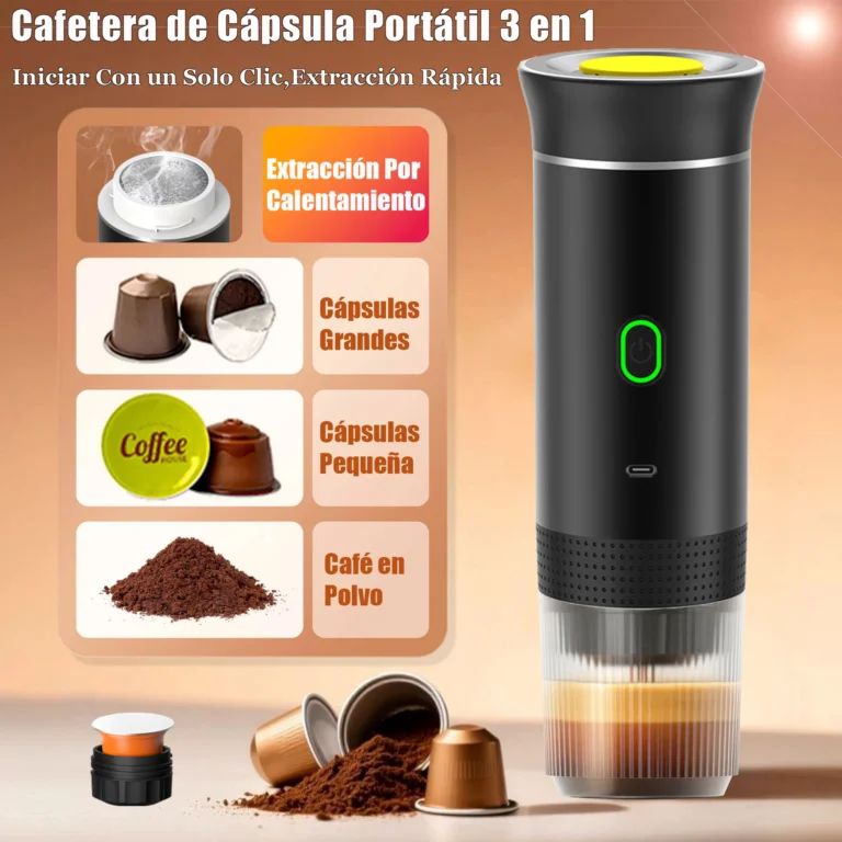 CAFETERA DE CÁPSULAS PORTÁTIL ELÉCTRICA INALÁMBRICA 3 EN 1
