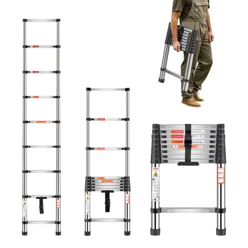 ESCALERA TELESCÓPICA DE ACERO INOXIDABLE 2,6‑6,3 M