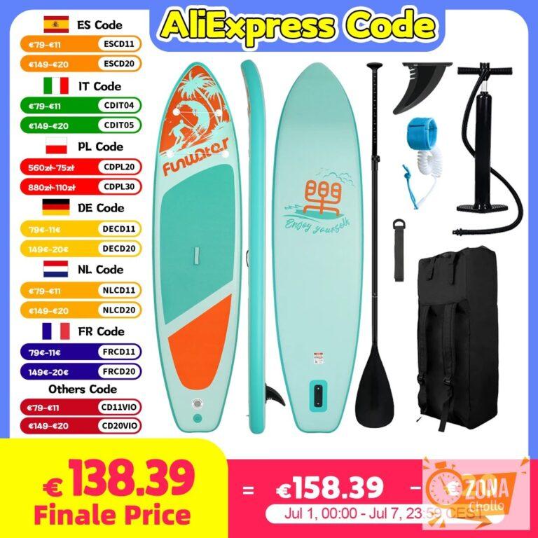 Tabla de SUP inflable Funwater 11’6″ Koi, tabla de surf inflable… — 138,69 €