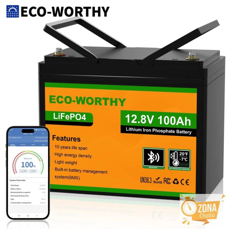 Batería de Litio ECO-WORTHY LiFePO4 100Ah con Bluetooth, 12 V 100 Ah… — 196,17 €