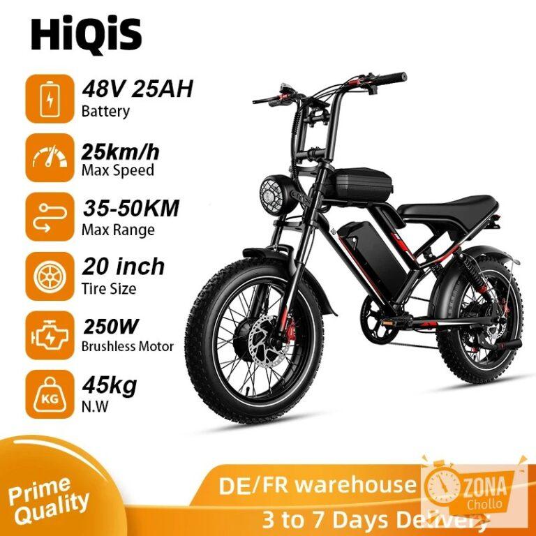 Bicicleta eléctrica HiQiS S8 con motor de 25 km/h, 48V, 25AH, doble… — 659,72 €
