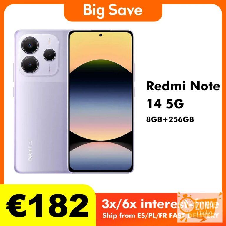 Xiaomi-teléfono móvil Redmi Note 14, 5G, NFC, 8GB, 256GB, versión… — 164,72 €