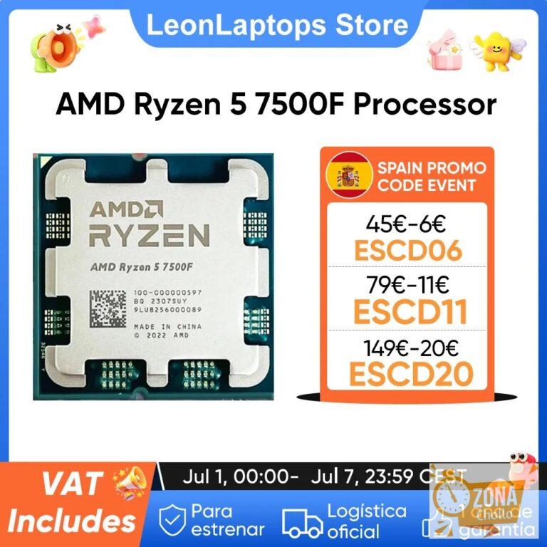 PROCESADOR AMD Ryzen 5 7500F, CPU R5 7500F, hasta 5,0 GHz, 6… — 110,61 €