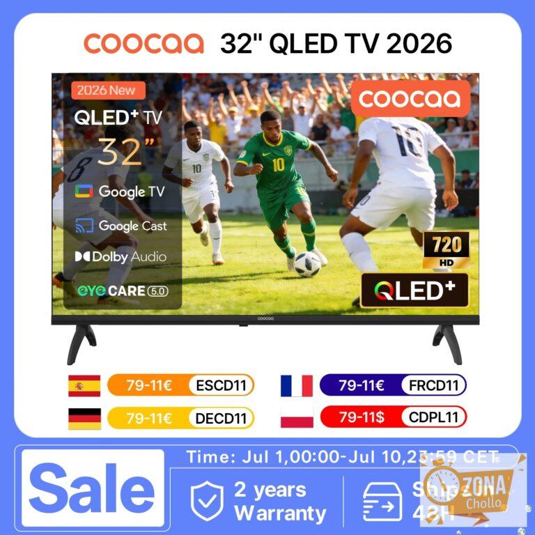 Coocaa Televisor QLED de 32 pulgadas, Smart TV (Nuevo 2026), Google… — 108,59 €