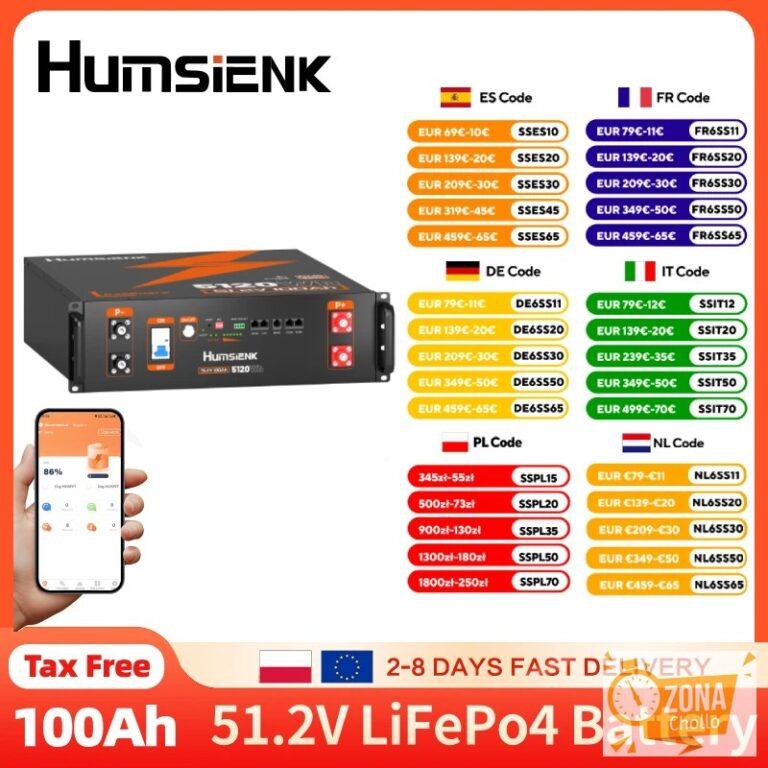 Batería de Litio LiFePO4 Humsienk de 48V 100AH para Rack de… — 660,72 €