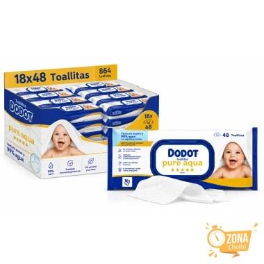Toallitas Dodot Pure Aqua con Tapita Pack Ahorro 864 Uds (18×48) –… — 37,66 €