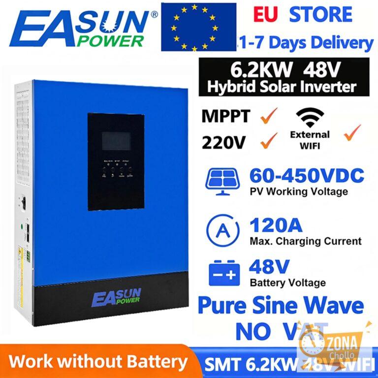 Inversor Solar Híbrido EASUN de 6.2KW 48V 230V, Inversor Fuera de… — 252,72 €
