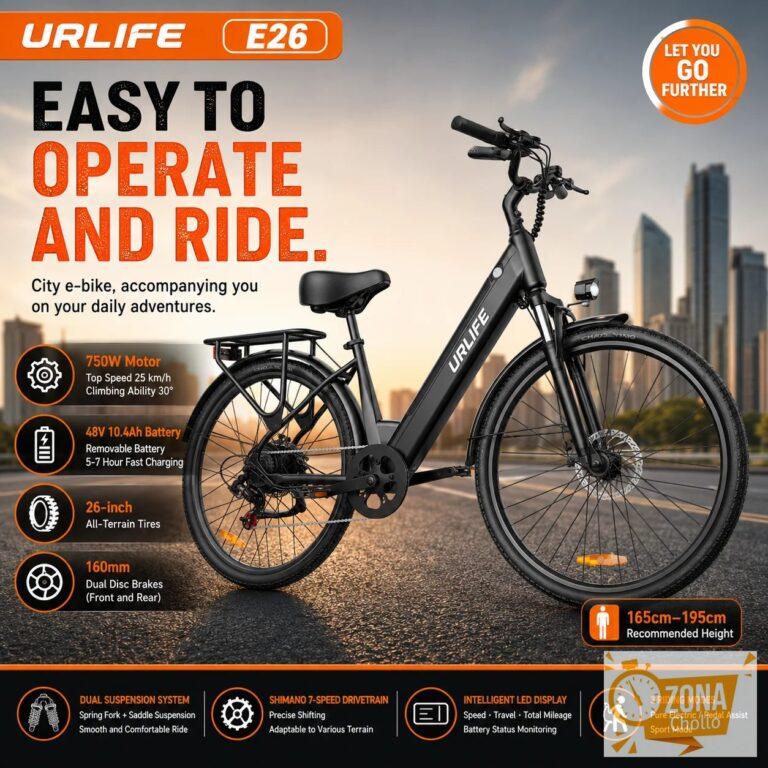 Bicicleta Eléctrica de Montaña URLIFE E26 48V 250W para Adultos… — 664,66 €