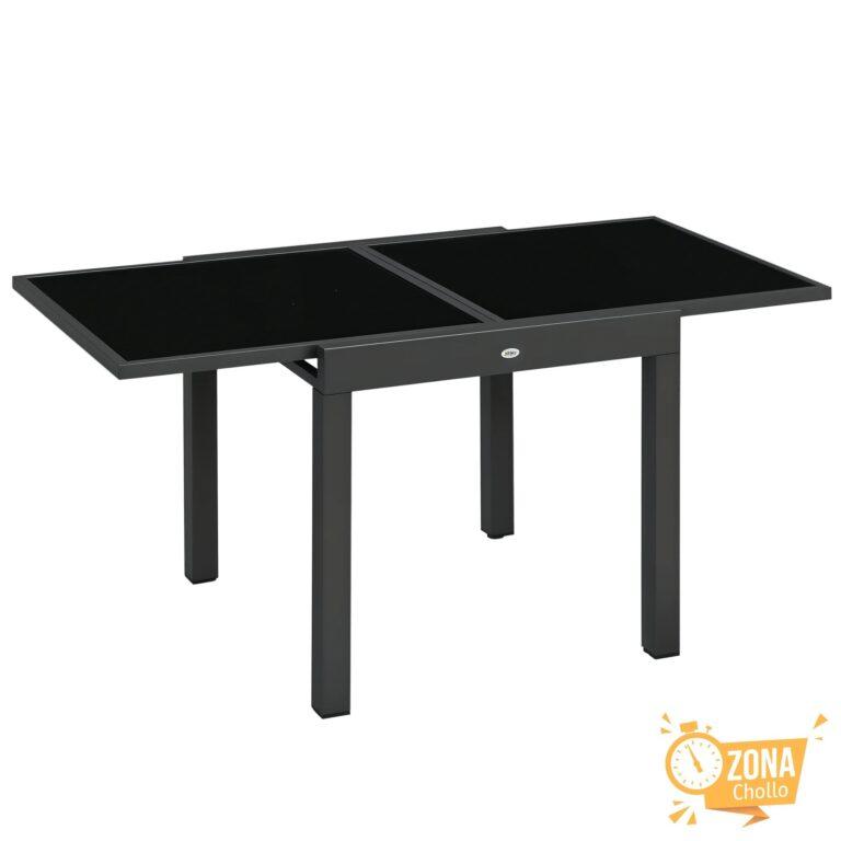Outsunny Mesa de Jardín Extensible de Aluminio Tablero de Vidrio… — 130,39 €