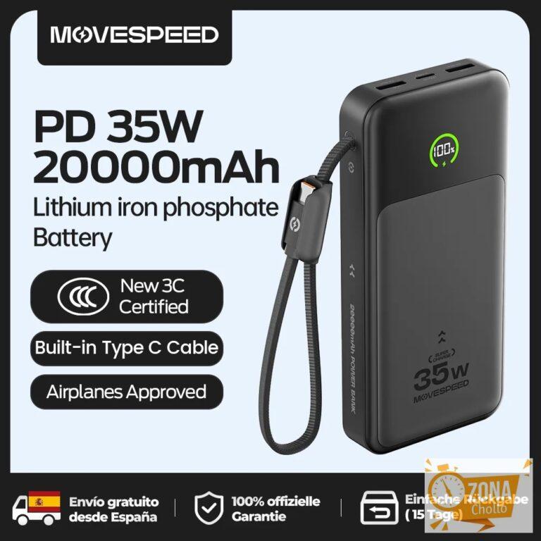 【CCC】MOVESPEED P20 Power Bank 20000mAh Cargador externo 35W PD Carga… — 26,36 €