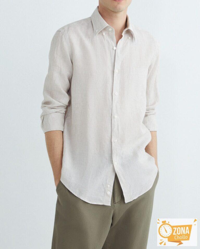 Camisa de hombre manga larga microrayas — 59,00€ € -80%