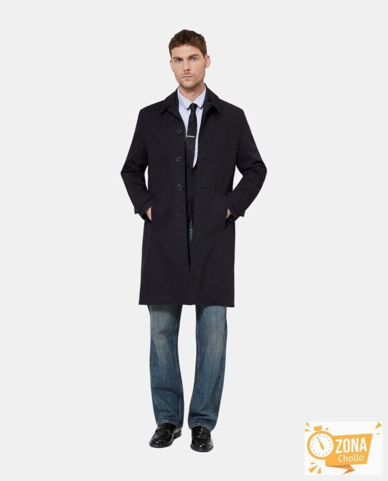 Gabardina de hombre con botonadura simple – The Kooples – Negro · El…