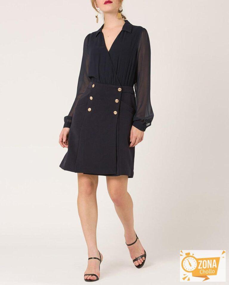Vestido mangas y espalda semitransparente mujer — 17,00€ € -81%
