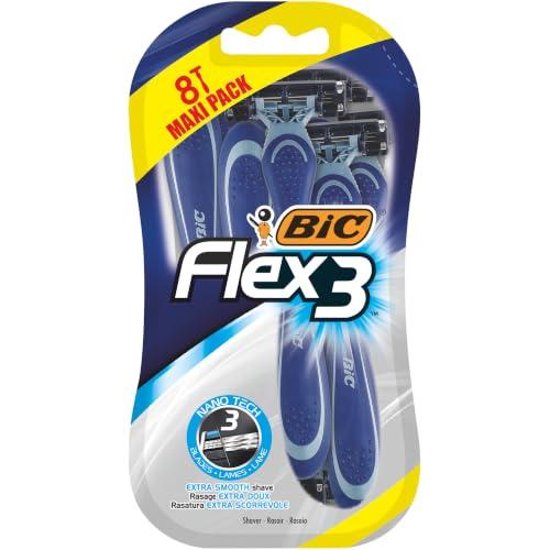 BIC FLEX3 MAQUINILLAS DE AFEITAR PARA HOMBRE – BLÍSTER DE 8 UNIDADES