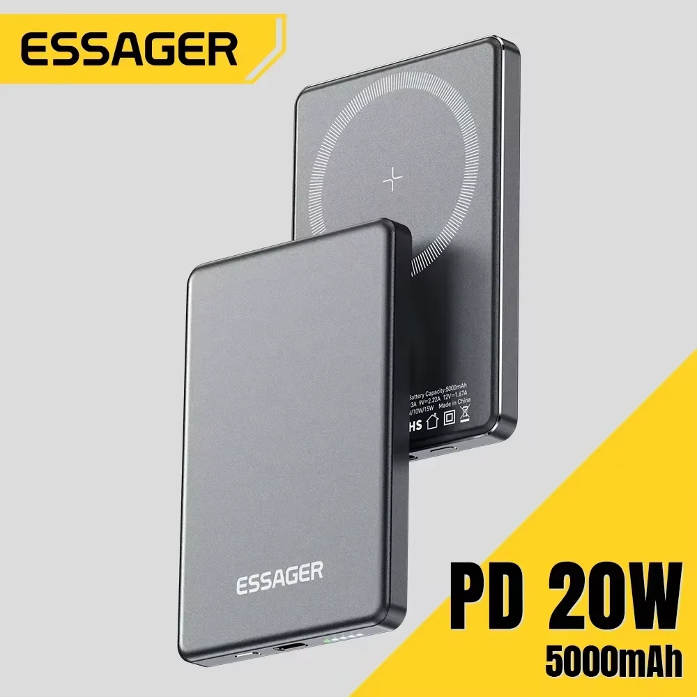 ESSAGER BANCO DE ENERGÍA INALÁMBRICO 20W 5000MAH