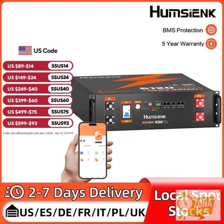 Humsienk Servidor Rack LiFePO4 Batería 3U Tamaño 48V 100AH Con… — 1009,99 €