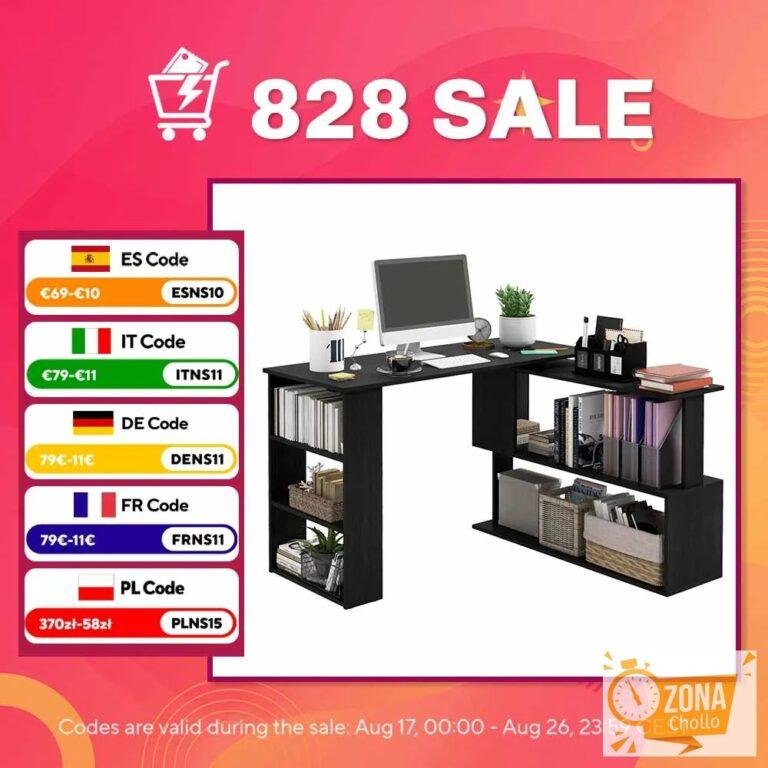 Escritorio en L con Estantería Mesa de Escritorio con Estantes para… — 74,62 €