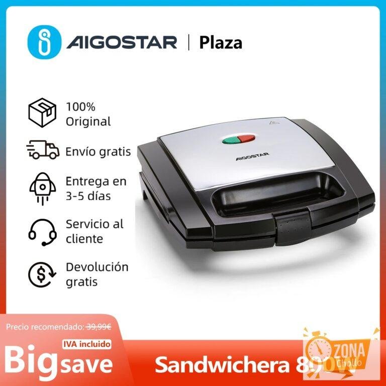 Sandwichera con Revestimiento Antiadherente, Indicador LED, Asa de… — 16,56 €