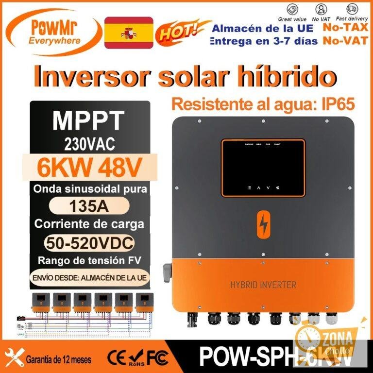 PowMr Inversores Soalr híbridos de flujo 6KW 48V modelo paralelo… — 608,49 €