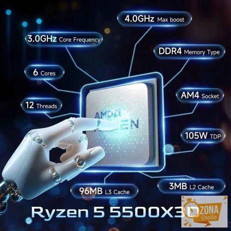 Procesador para Juegos AMD Ryzen 5 5500X3D, Socket AM4, L3 96MB… — 151,14 €