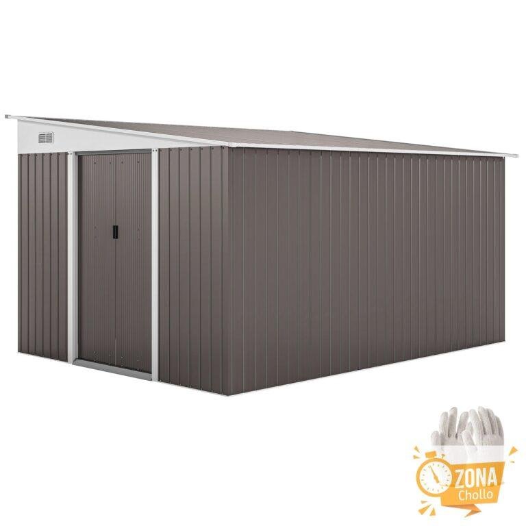 Outsunny Cobertizo de Jardín de Acero 280x345x201 cm-Outsunny.Gris — 660,79 €
