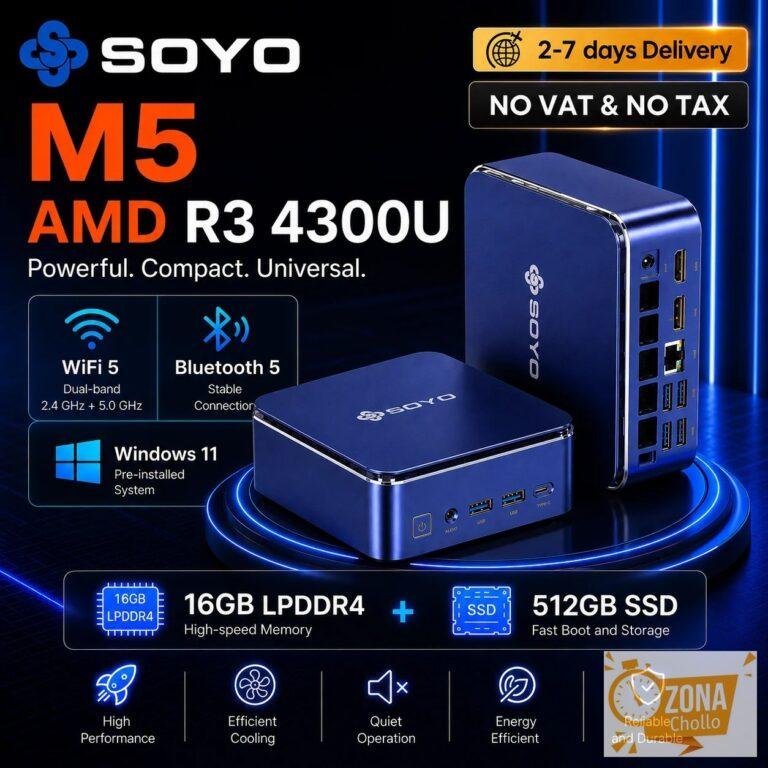 Mini PC SOYO M5 con AMD Ryzen 4300U W-11 Pro (4C/4 hilos, hasta 3,7… — 230,20 €