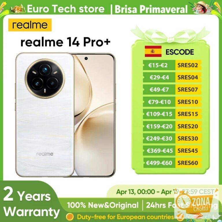 Realme 14 Pro + 5G Smartphone 50MP + 50MP Cámara 120Hz 6,83… — 302.04 EUR €
