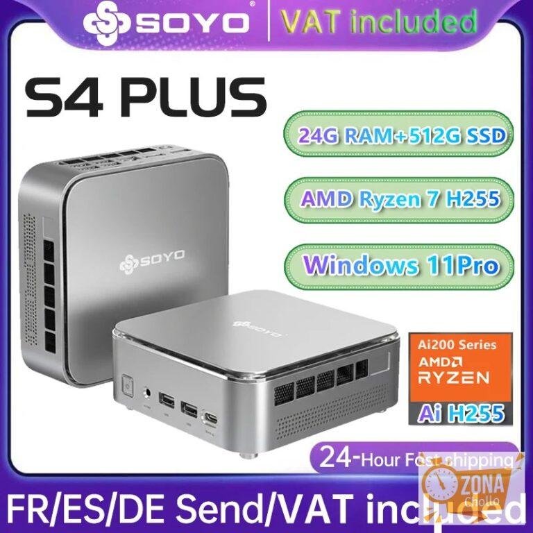 SOYO S4 PLUS MINI PC Ryzen 7 H255 LPDDR5 24GB SSD 512GB PCIe3.0 Nvme… — 428,67 €