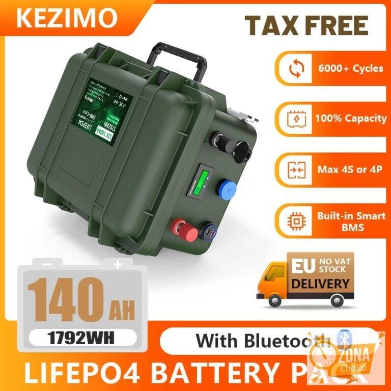 Batería LiFePO4 de 12V 140Ah 1792Wh con Bluetooth BMS, Batería para… — 291,46 €