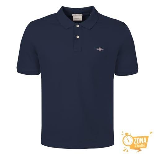 GANT Polo Reg Shield SS Pique Polo para Hombre, Azul Noche, 4XL — 37,51 € -58%