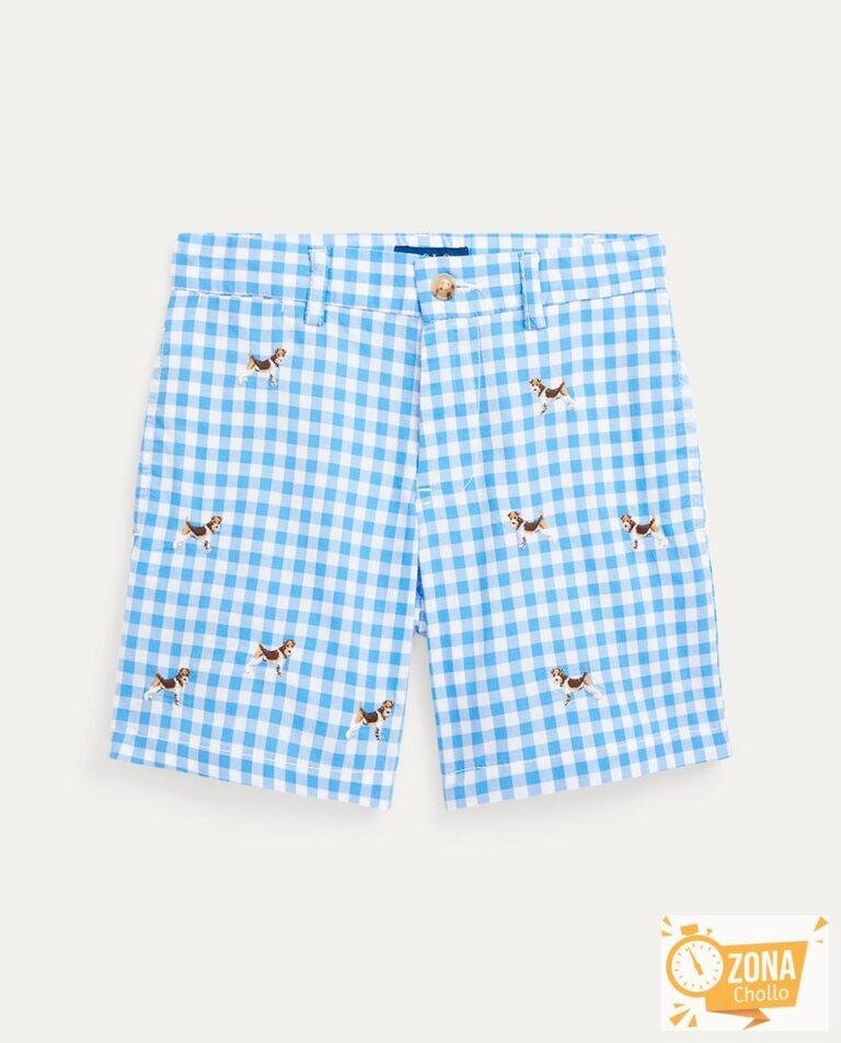 Bermuda de cuadros de niño en azul con microbordados — 17,00€ € -81%