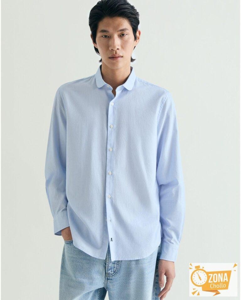 Camisa de hombre regular fit con bajo redondeado – Scalpers – Azul ·… — 25,99 € -71%