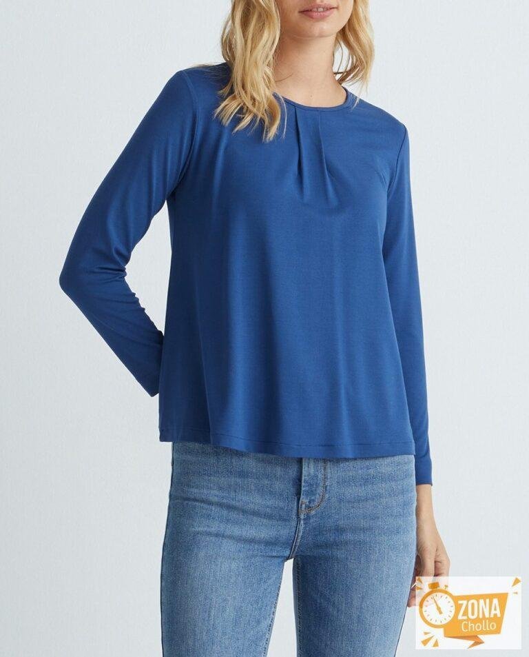 Camiseta de manga larga y escote barca de mujer — 21,00€ € -76%